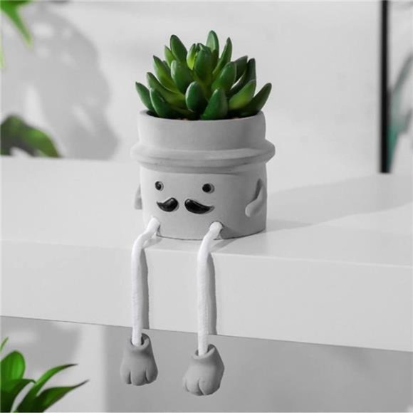 3pcs Creative Artificial Succulents with Gray Flower Pots, Mini Potted Succulent - Picture 5 of 6